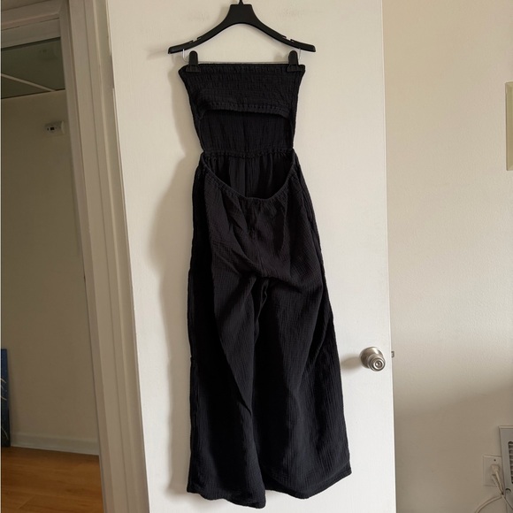 Aerie Black Gauzy Strapless Wide Leg Jumpsuit size Large EUC - Picture 12 of 13